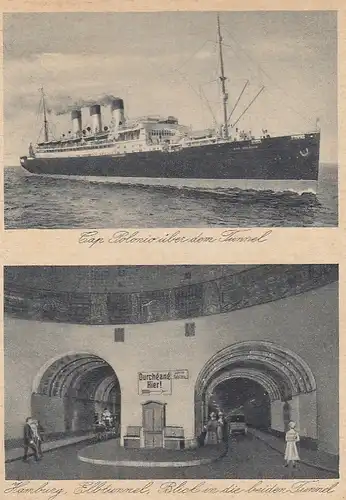 Hamburg, Dampfer "Cap Polonio" und Elbtunnel ngl F5147