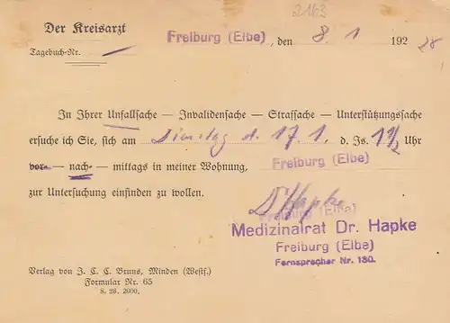 Freiburg (Elbe), Kreisärztliches Ersuchen gl1928 F5897