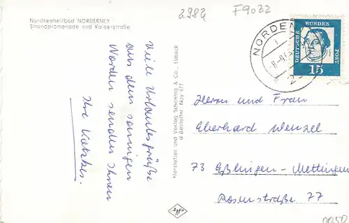 Nordseebad Norderney, Strandpromenade und Kaiserstraße gl1964? F9032