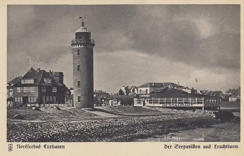 Nordseebad Cuxhaven, Seepavillon und Leuchtturm ngl F5951