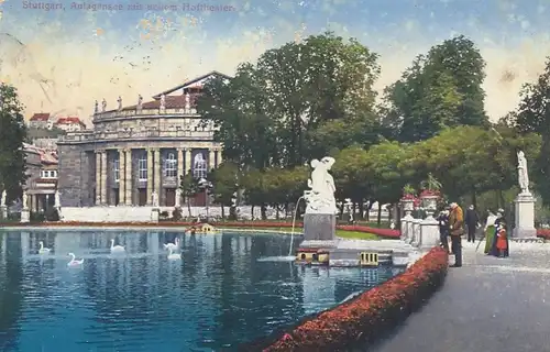 Stuttgart, Anlagensee mit neuem Hoftheater gl1917 F2546
