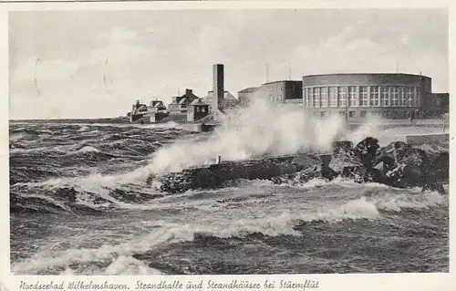 Wilhelmshaven, Strandhalle und Strandhäuser bei Sturmdlut gl1960? F8668