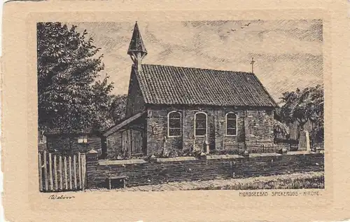 Nordseebad Spiekeroog, WELIN: Kirche auf Büttenkarton ngl F8674