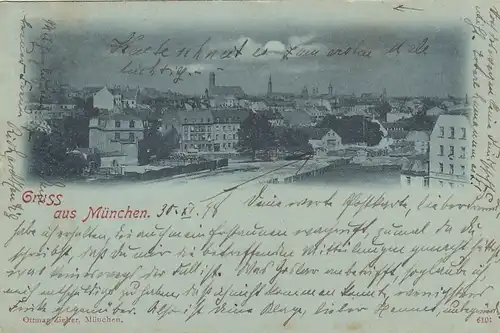 München, Teilansicht, Mondscheinkarte gl1898 F4766