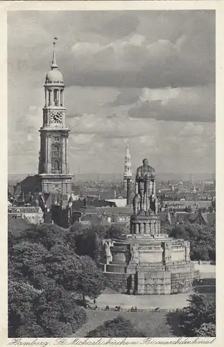 Hamburg, St.Michaeliskirche u. Bismarckdenkmal ngl F5445