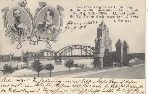 Mainz am Rhein, Einweihung Neue Eisenbahnbrücke 1904 gl1904 F4815