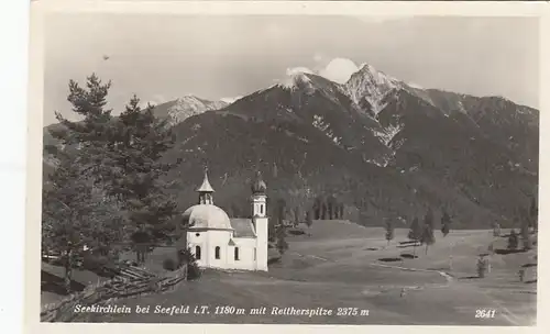 Seefeld, Tirol, Seekirchlein mit Reitherspitze gl1952 F8793