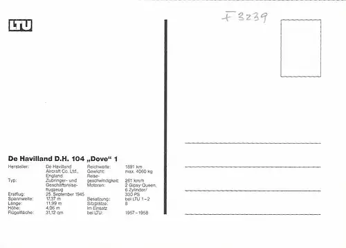 LTU 50 Jahre, De Haviiland D.H.104 "Dove"1 ngl F3239