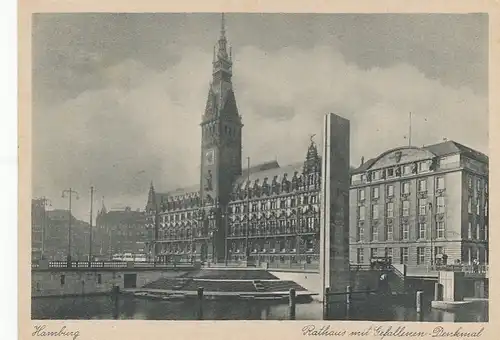 Hamburg, Rathaus und Gefallenen-Denkmal ngl F5662