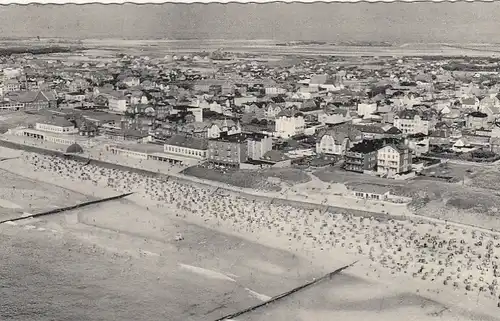 Nordseebad Westerland auf Sylt, Strand, Luftbild gl1964 F6449