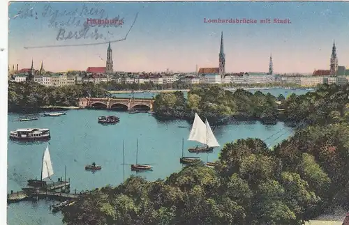 Hamburg, Lombardsbrücke mit Stadt gl1926 F9417