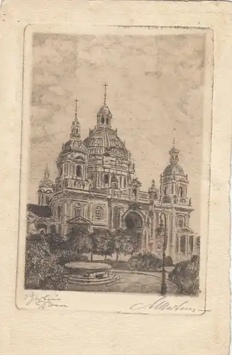 Berlin, Dom auf Büttenkarton gl1926 F7048