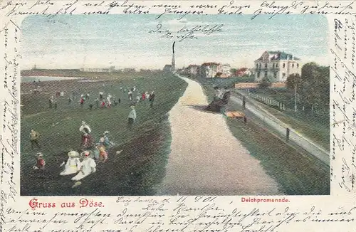 Gruss aus Döse, Deichpromenade, Litho gl1901 F5907