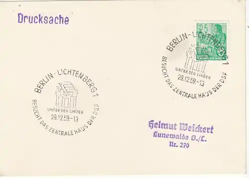 Berlin-Lichtenberg 1, Sonderstempel Zentrales Haus der DSF gl1959 F7062