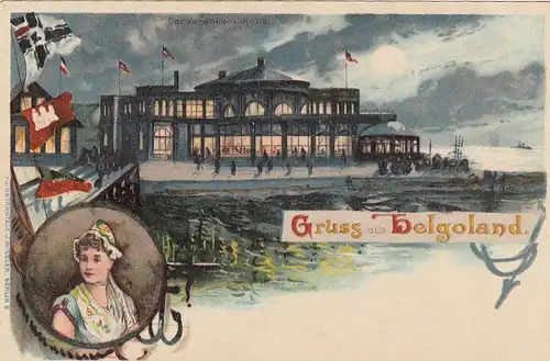Helgoland,Mongschein-Gruß-Litho, Conventions-Haus ngl F5982