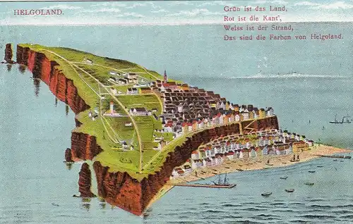 Helgoland, Vogelschau mit Spruch ngl F5992