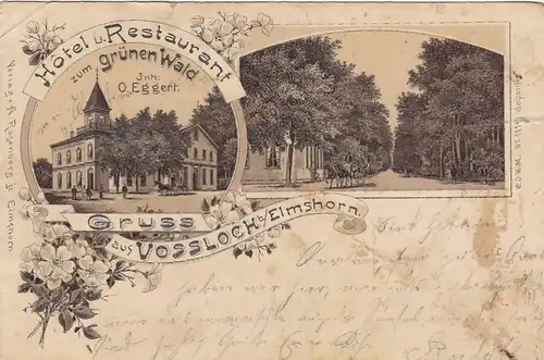 Vossloch b. Elmshorn, Hotel u.Restaurant zum grünen Wald, Gruß-Litho gl1901 F6098