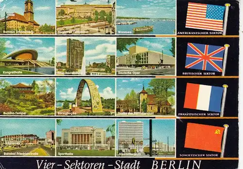 Berlin, Vier-Sektoren-Stadt, Mehrbildkarte gl1974 F6827