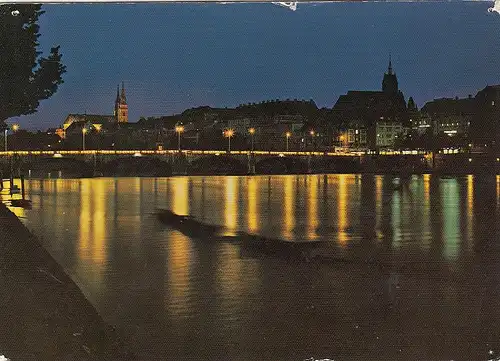 Basel, Mittlere Rheinbrücke mit Martinskirche und Münster gl1973 F9314