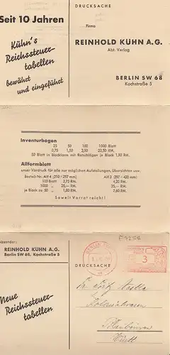Berlin, Reinholg Kühn A.G. Angebot Reichssteuertabellen, 3-teilig gl1942 F7258