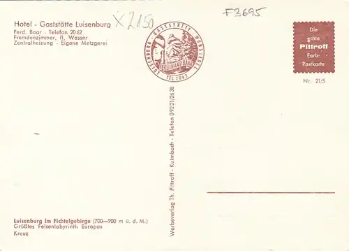 Luisenburg im Fichtelgebirge, Kreuz ngl F3695