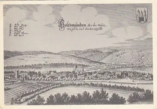 Holzminden, Weser, Merian-Stich Holtsmünden ngl F3699