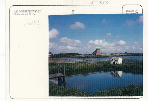 Nordseebad Wennigstedt auf Sylt, Dorfteich mit Kirche ngl F7353