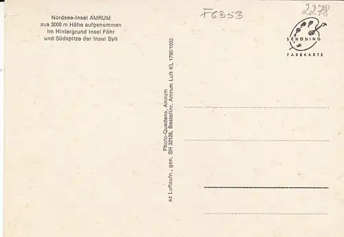 Nordsee-Insel Amrum, mit Föhr und Südspitze von Sylt ngl F6353