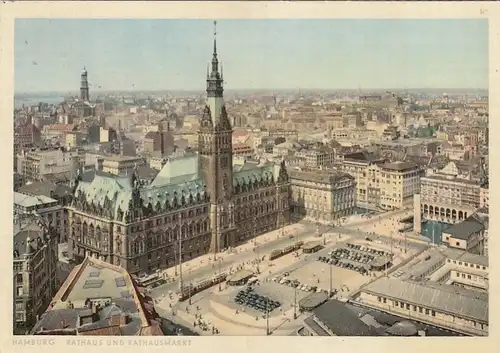 Hamburg Rathaus und Rathausmarkt gl1955 F5653