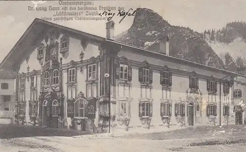 Oberammergau, Obb., Haus mit Lüftelmalerei von Herrn Zwink glum 1900 F3470