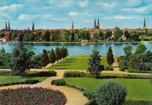 Lübeck, Blick über die Wakenitz auf die Stadt ngl F3844