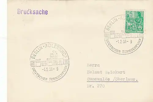 Berlin-Adlershof, Sonderstempel 1958 Dt.Fernsehfunk ngl F6522