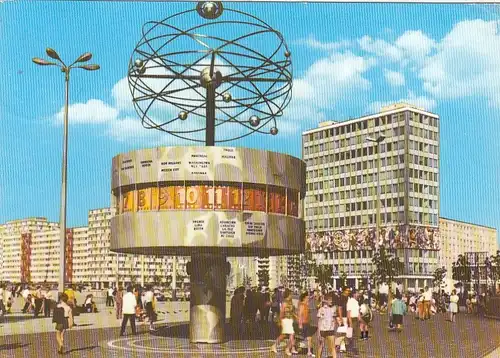 Berlin, Alexanderplatz, Uraniasäule mit Weltzeituhr gl1973 F6532