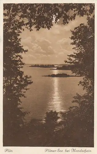 Plön, Plöner See bei Mondschein ngl F7582