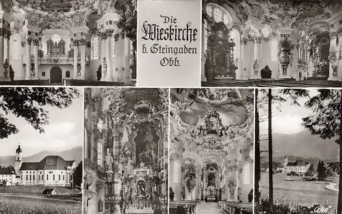 Die Wieskirche bei Steingaden, Obb., Mehrbildkarte ngl F9994