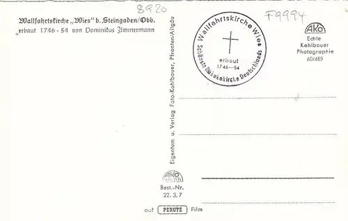 Die Wieskirche bei Steingaden, Obb., Mehrbildkarte ngl F9994