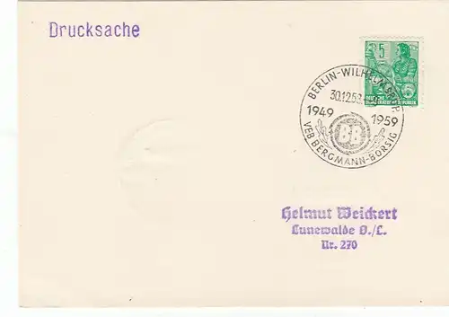 Berlin-Wilhelmsruh, VEB Bergmann-Börse Sonder-Stempel ngl1958 F4912