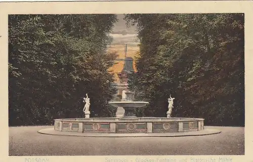 Potsdam, Sanssouci, Glocken-Fontaine und Historische Mühle gl1923 G0453