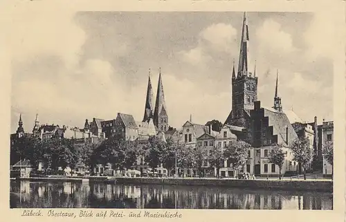 Lübeck, Obertrave mit Petri- unnd Marienkirche ngl F7884