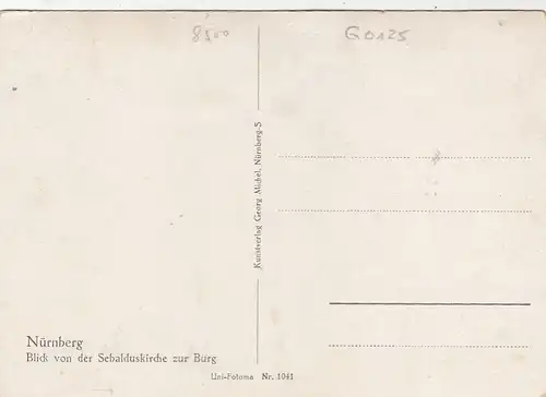 Alt-Nürnberg, Blick von der Sebalduskirche zur Burg ngl G0125