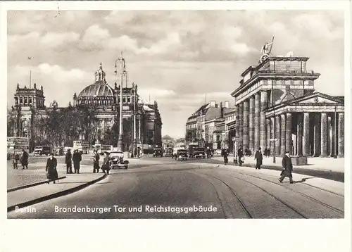 Berlin, Brandenburger Tor und Reichstagsgebäude (um 1930) ngl F7207