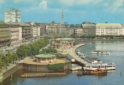 Hamburg, Jungfernstieg mit Binnenalster glum 1970? F5076