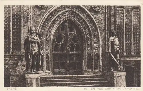 Bremen, Ritter vor dem Rathausportal ngl F8254