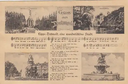 Lippe-Detmold, eine wunderschöne Stadt, Liedkarte gl1922 F6723