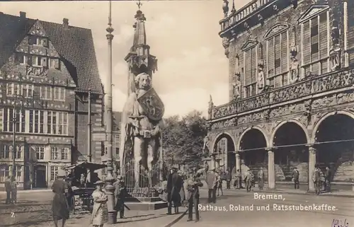 Bremen, Rathaus, Roland und Ratsstubenkaffee ngl F8287