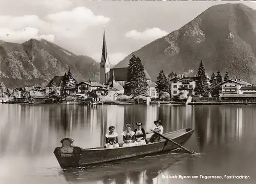 Rottach-Egern am Tegernsee, Trachtengruppe im Boot gl1966 G0959