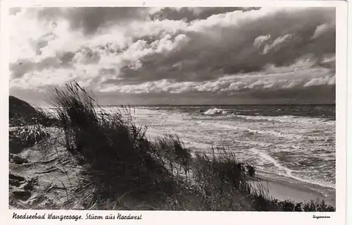 Nordseebad Wangerooge, Sturm aus Nord-West glum 1960? F8651