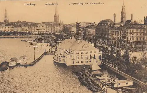 Hamburg, Alsterdamm, Jungfernstieg und Alsterpavillon ngl F5048