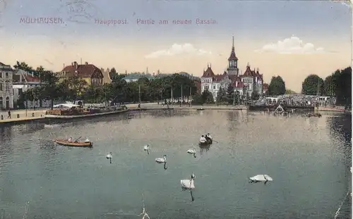 Mühlhausen (Ht.-Rhin) Am neuen Bassin feldpgl1915 F9170