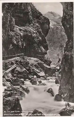 Partnachklamm bei Garmisch-Partenkirchen, Ausgang mit Dreithorspitze ngl F5262